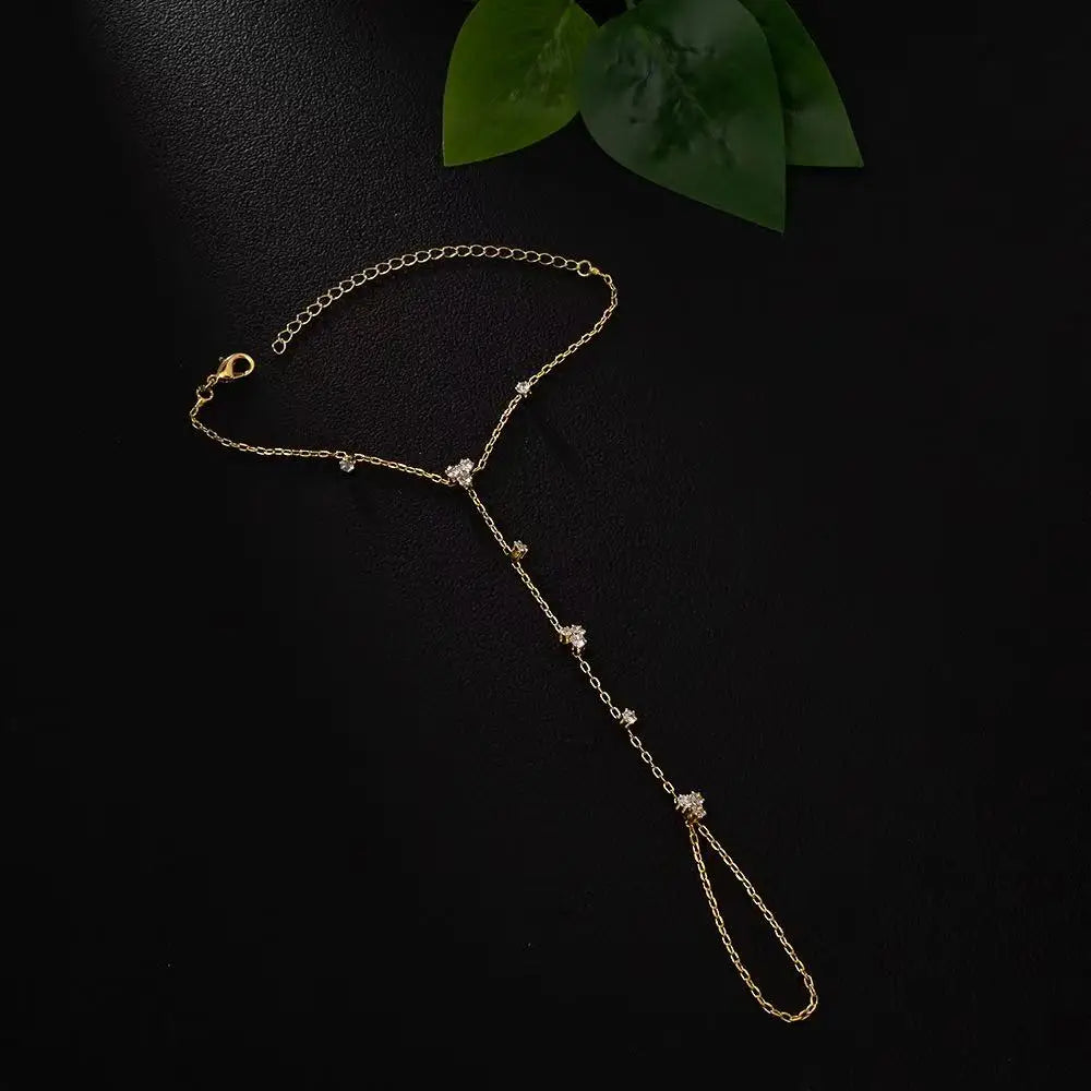 Summer New Rhinestone Flower Hand Back Bracelet Wedding Jewelry for