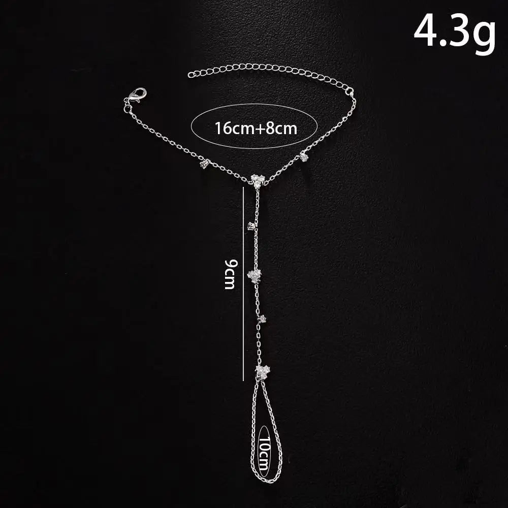 Summer New Rhinestone Flower Hand Back Bracelet Wedding Jewelry for