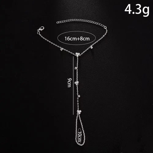 Summer New Rhinestone Flower Hand Back Bracelet Wedding Jewelry for