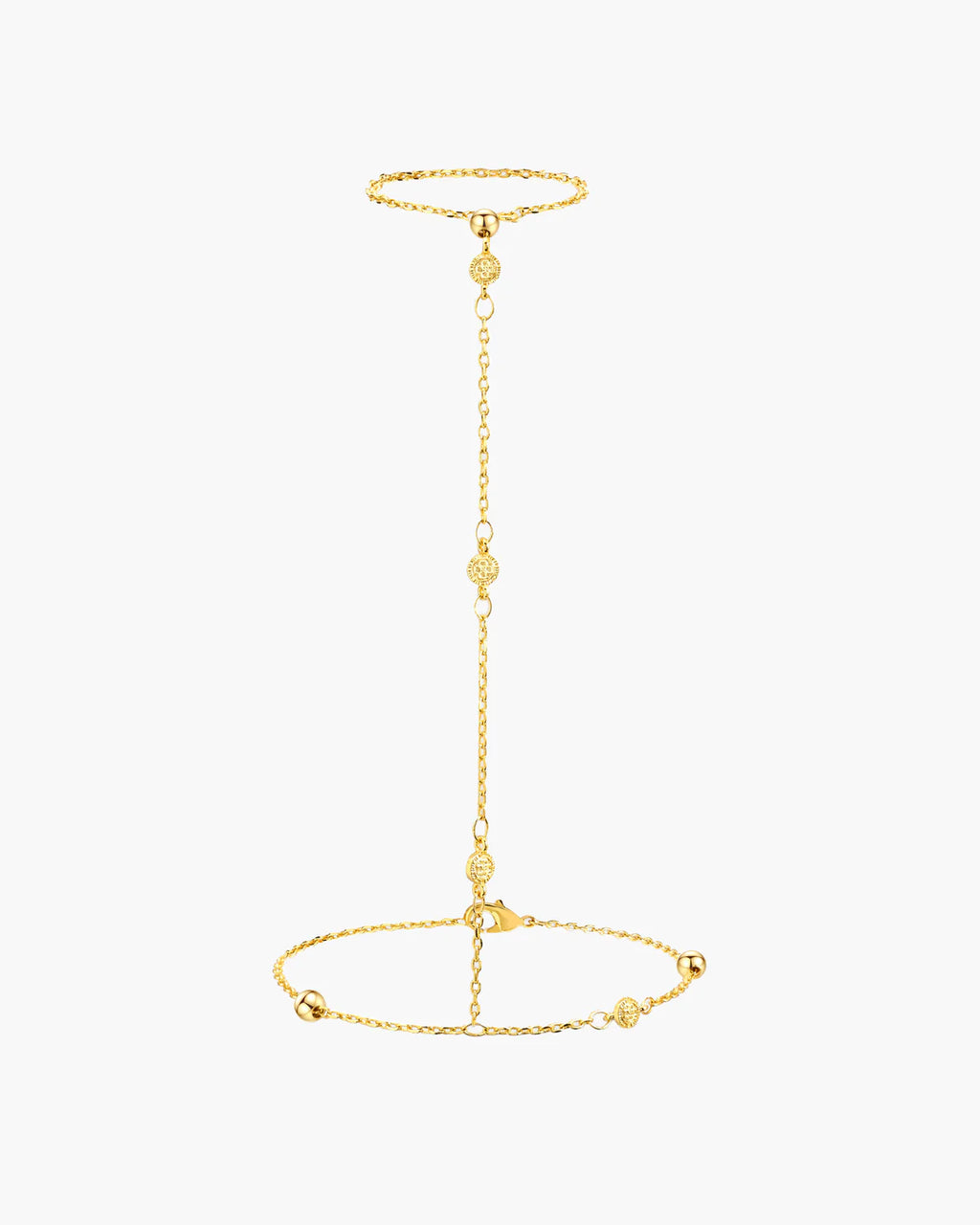 Golden Hojas Coin Hand Chain Bracelet